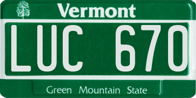 VT license plate LUC670