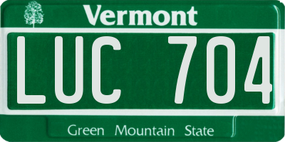 VT license plate LUC704