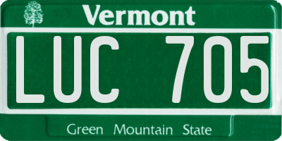 VT license plate LUC705