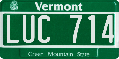 VT license plate LUC714