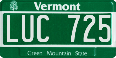 VT license plate LUC725