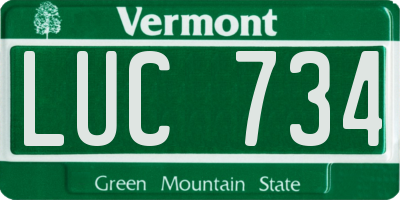 VT license plate LUC734