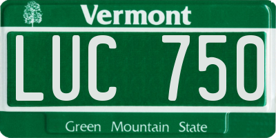 VT license plate LUC750