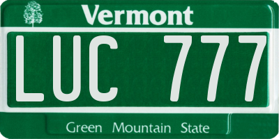 VT license plate LUC777