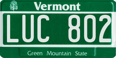 VT license plate LUC802