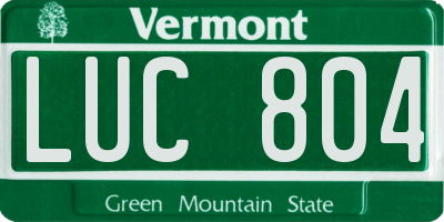 VT license plate LUC804