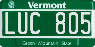 VT license plate LUC805