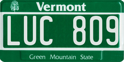 VT license plate LUC809
