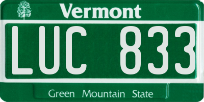 VT license plate LUC833