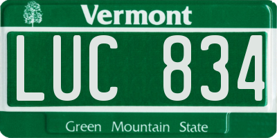 VT license plate LUC834