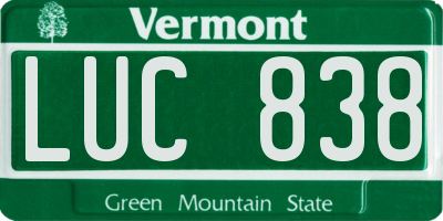 VT license plate LUC838