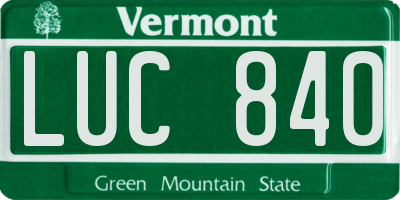 VT license plate LUC840