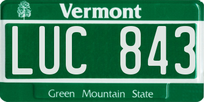 VT license plate LUC843