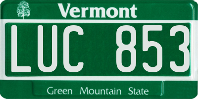 VT license plate LUC853