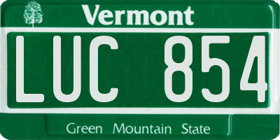 VT license plate LUC854