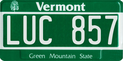 VT license plate LUC857