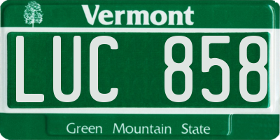 VT license plate LUC858