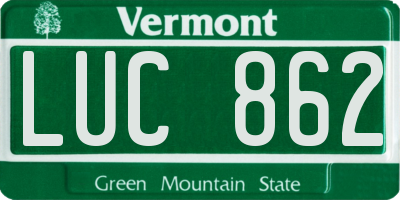 VT license plate LUC862