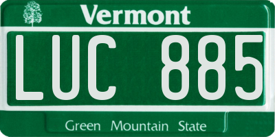 VT license plate LUC885