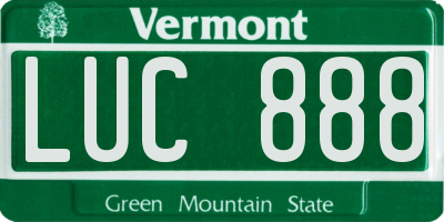 VT license plate LUC888