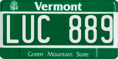 VT license plate LUC889