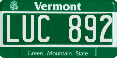 VT license plate LUC892