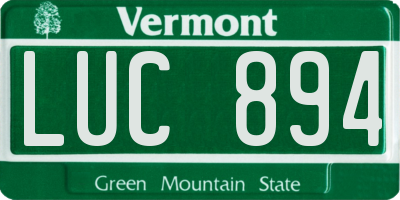 VT license plate LUC894