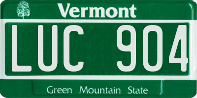 VT license plate LUC904