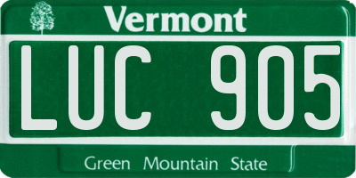 VT license plate LUC905