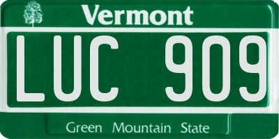 VT license plate LUC909