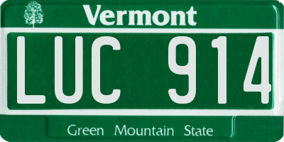 VT license plate LUC914