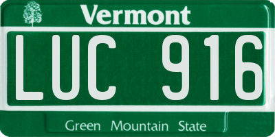 VT license plate LUC916