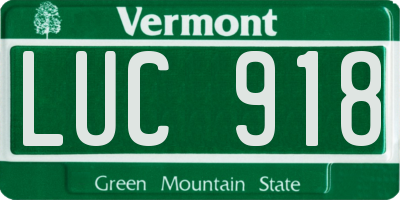 VT license plate LUC918