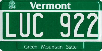 VT license plate LUC922
