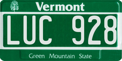 VT license plate LUC928