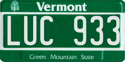 VT license plate LUC933
