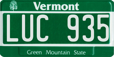 VT license plate LUC935