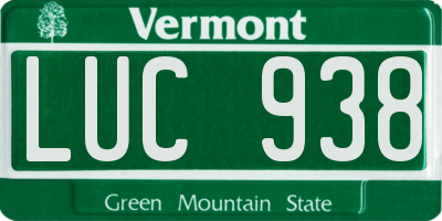 VT license plate LUC938