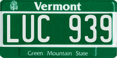 VT license plate LUC939