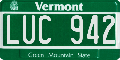 VT license plate LUC942