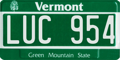 VT license plate LUC954