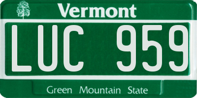 VT license plate LUC959