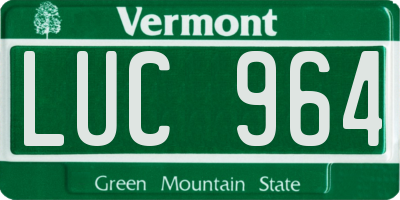VT license plate LUC964