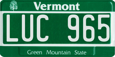 VT license plate LUC965