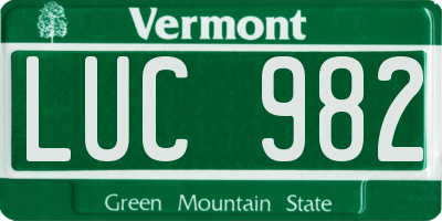 VT license plate LUC982