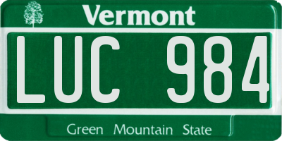 VT license plate LUC984