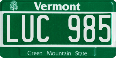 VT license plate LUC985