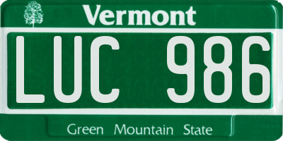 VT license plate LUC986