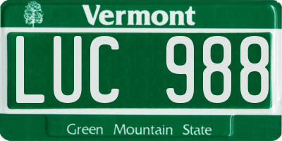 VT license plate LUC988