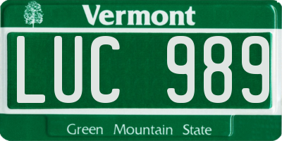 VT license plate LUC989